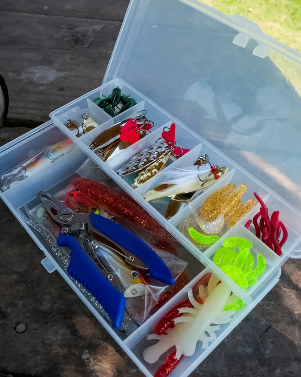 Kit de Iscas Artificiais 108 Peças – Completo com Soft Baits, Hard Baits e Acessórios