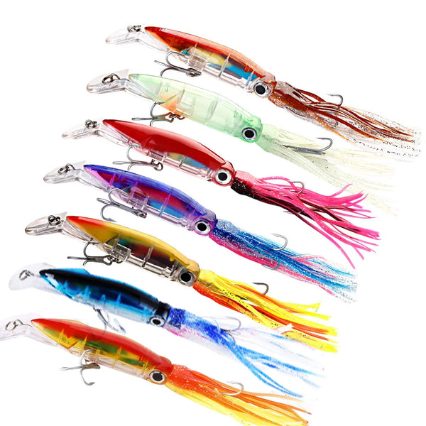 Kit com 7 Iscas Artificial Lula Sougayilang – Olhos 3D, Tentáculos em Silicone e Chumbo Interno