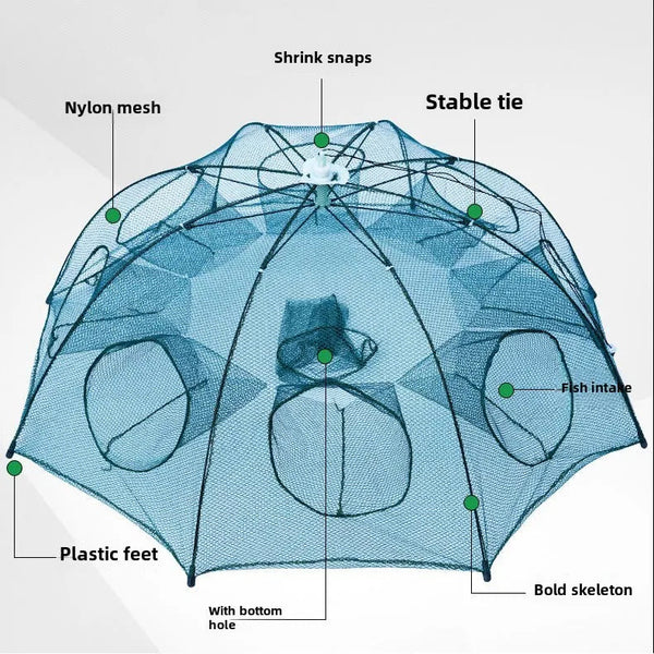 Armadilha Automática de Pesca – Rede Dobrável para Peixes, Camarões e Caranguejos