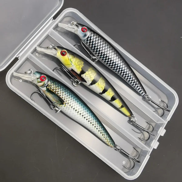 Kit com 3 Iscas Artificiais Minnow – 13g, Afundantes, Impressão Colorida