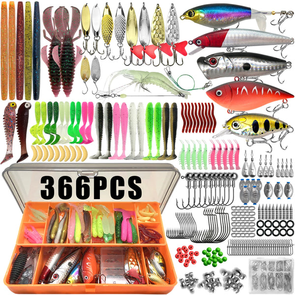 Kit de Iscas de Pesca Completo – 86 a 366 Peças com Caixa Organizadora